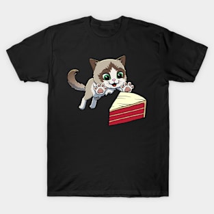 Ragdoll Cat excited to eat Red Velvet Cake T-Shirt